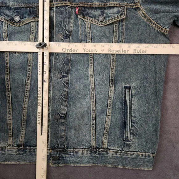 Levis Relaxed Fit Denim‎ Trucker Jacket Mens Large Blue Jean Cotton Casual - Picture 9 of 14